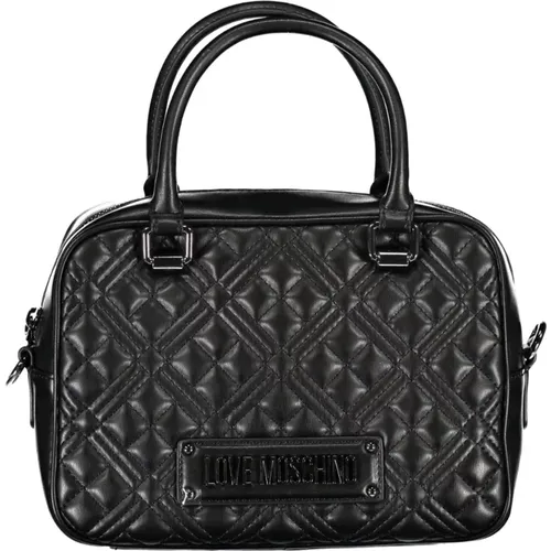 Schwarze Handtasche mit verstellbarem Riemen und Reißverschluss - Love Moschino - Modalova