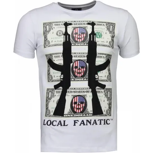 Ak-47 Dollar Rhinestone - Herren T-Shirt - 4781W - Local Fanatic - Modalova