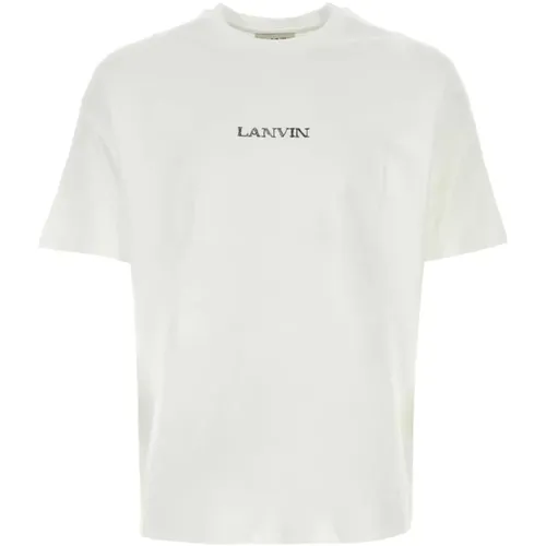 Klassisches Weißes Baumwoll-T-Shirt , Herren, Größe: L - Lanvin - Modalova