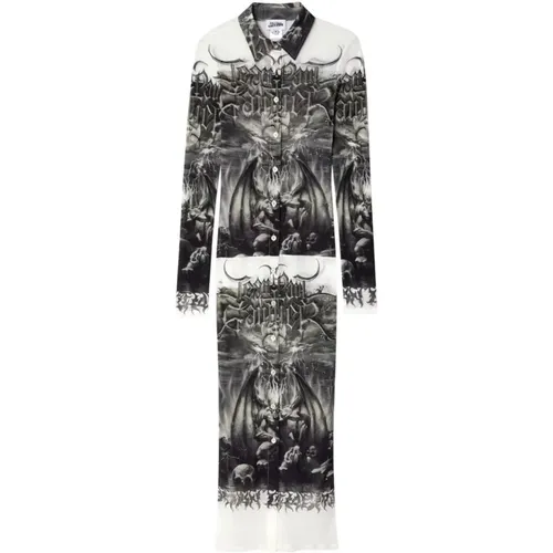 Printed Mesh Shirt Dress , female, Sizes: L, S, XS, M - Jean Paul Gaultier - Modalova