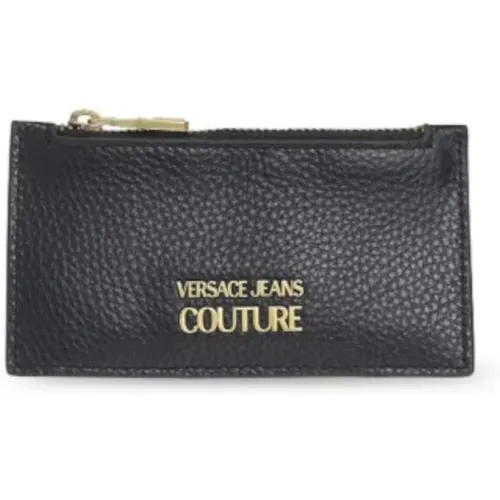 Metal Logo Men`s Wallet with Zipper Closure , male, Sizes: ONE SIZE - Versace Jeans Couture - Modalova