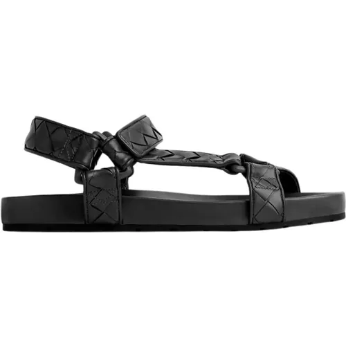 Schwarze Sandalen mit Verstellbarem Riemen,Gewebte Ledersandalen,Sandals - Bottega Veneta - Modalova