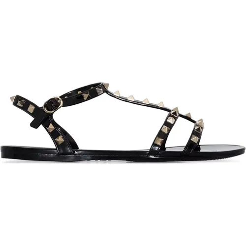 Schwarze Sandalen mit Nieten und Verstellbaren Riemen , Damen, Größe: 36 EU - Valentino Garavani - Modalova