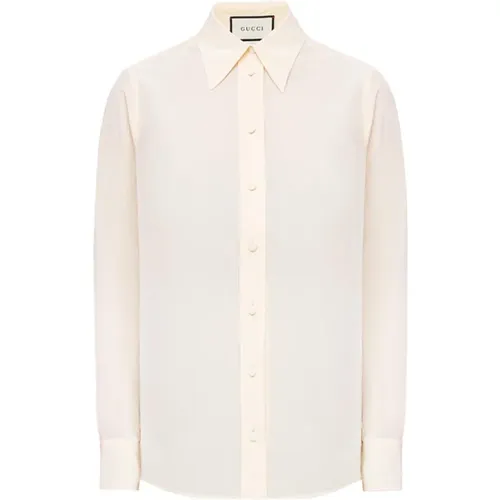 Silk Iconic Logo Shirt , female, Sizes: S - Gucci - Modalova