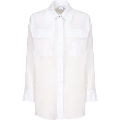 Weißes Lang Fit Hemd aus Baumwolle - pinko - Modalova