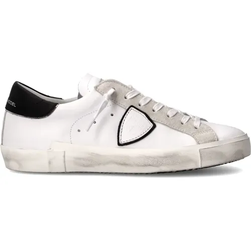 Vintage Street Style Sneakers Weiß Schwarz , Herren, Größe: 39 EU - Philippe Model - Modalova