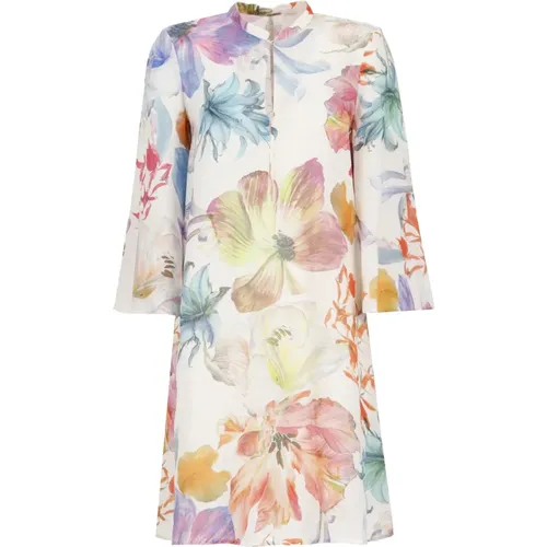 Floral Print Linen Dress , female, Sizes: L, S, XS - 120% lino - Modalova