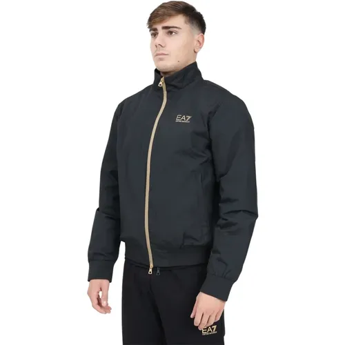 Schwarze Bomberjacke Core Identity , Herren, Größe: L - Emporio Armani EA7 - Modalova