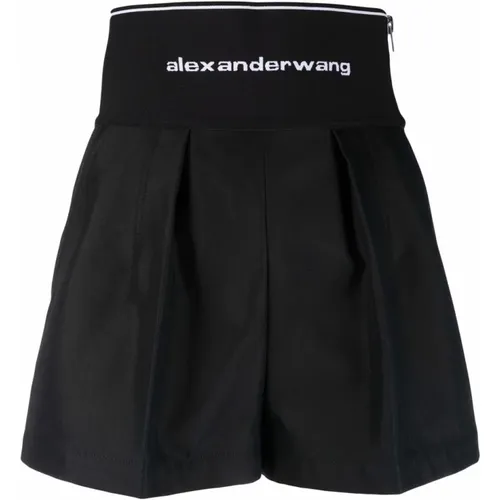 Schwarze Shorts mit Icon Logo , Damen, Größe: S - alexander wang - Modalova