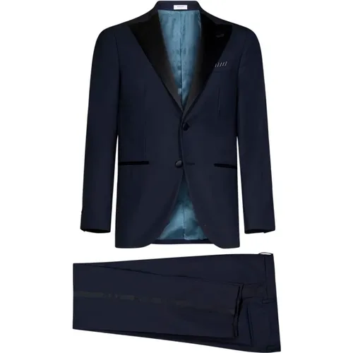 Navy Wool Suit Set , male, Sizes: 3XL - Boglioli - Modalova