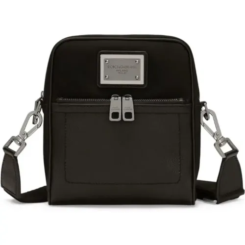 Messenger Bag with Logo Plate and Closure , male, Sizes: ONE SIZE - Dolce & Gabbana - Modalova