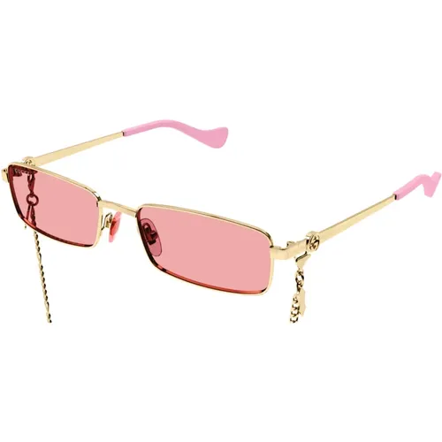 Goldene Sonnenbrille mit Originalzubehör,Stylische Sonnenbrille für Frauen - Gucci - Modalova