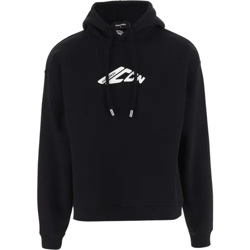 Kapuzenpullover aus Baumwollmischung mit Kordelzug , Herren, Größe: M - Dsquared2 - Modalova