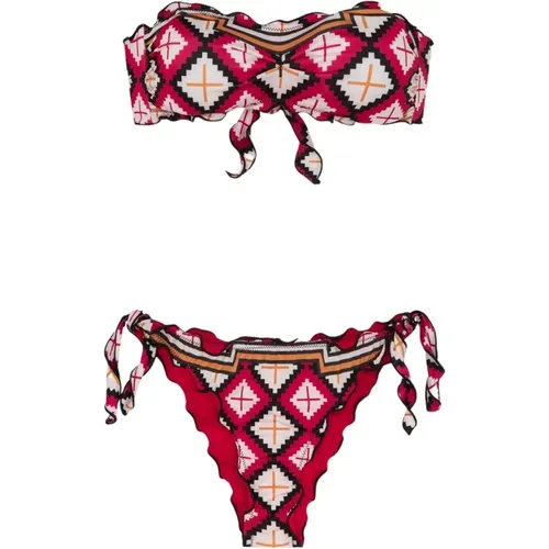 Gerüschtes Bandeau-Bikini mit Verstellbaren Knoten - Me-Fui - Modalova