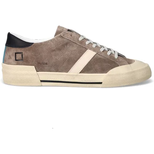 Grey Suede Low Sneakers with Beige Rubber Insert , male, Sizes: 6 UK - D.a.t.e. - Modalova