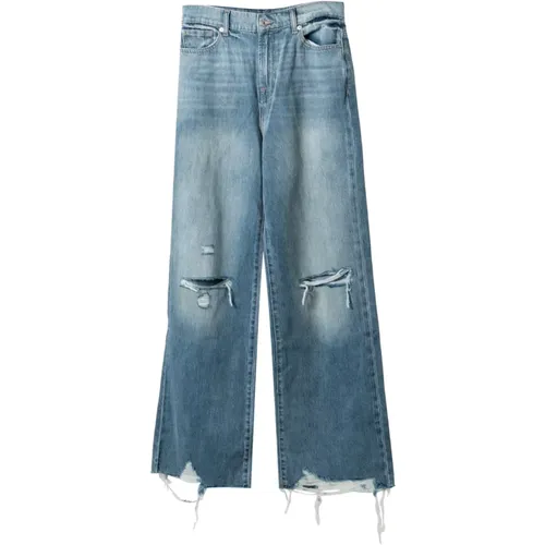 Distressed Wideleg Jeans - 7 For All Mankind - Modalova