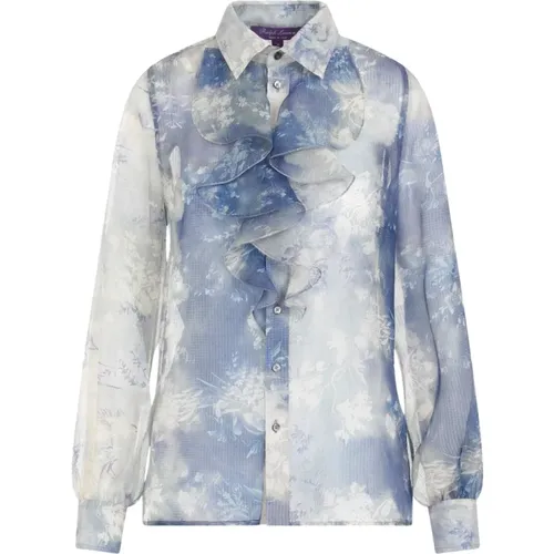 Blue Silk Printed Shirt Women , female, Sizes: S, XS - Ralph Lauren - Modalova