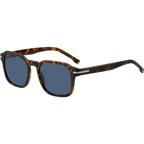 Dark Havana/Blue Sunglasses , male, Sizes: 51 MM - Hugo Boss - Modalova