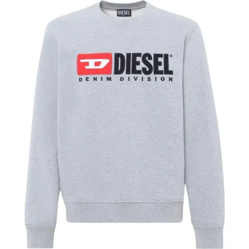 Grey Red Sweatshirt Denim Division Logo , male, Sizes: L - Diesel - Modalova