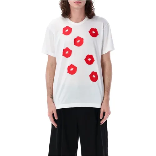 Weißes Lips T-Shirt Ss24 , Herren, Größe: M - Comme des Garçons - Modalova