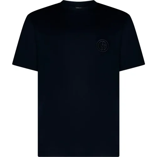 Cotton Logo Embroidered T-shirts , male, Sizes: S, M, XL, L - Giorgio Armani - Modalova