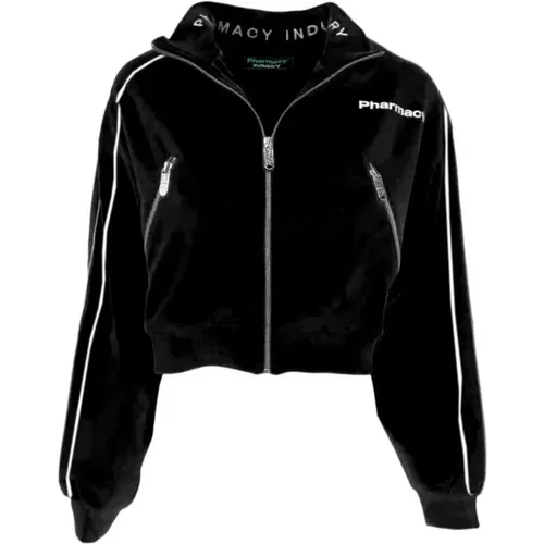 Schwarze Track Jacket mit Logo-Druck , Damen, Größe: L - PHARMACY INDUSTRY - Modalova