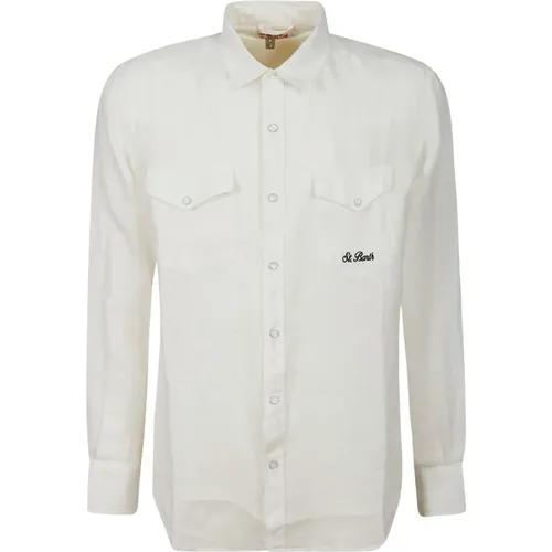 Weißes Leinenhemd mit Taschen , Herren, Größe: L - MC2 Saint Barth - Modalova