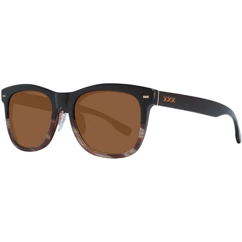 Braune Herren-Sonnenbrille Polarisiert Trapezform - Ermenegildo Zegna - Modalova