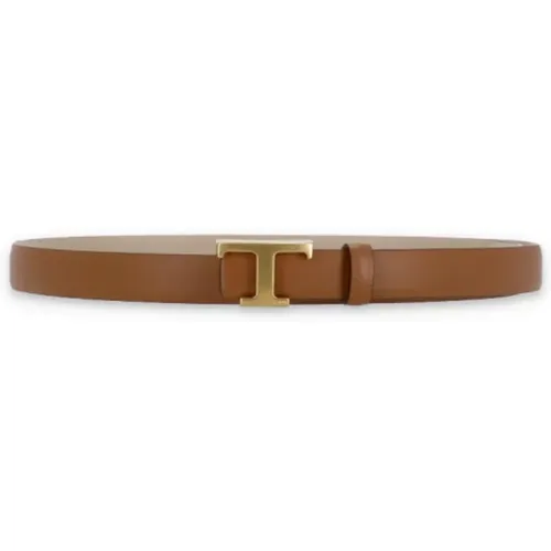 Leather Belt with T Logo , female, Sizes: 80 CM - TOD'S - Modalova