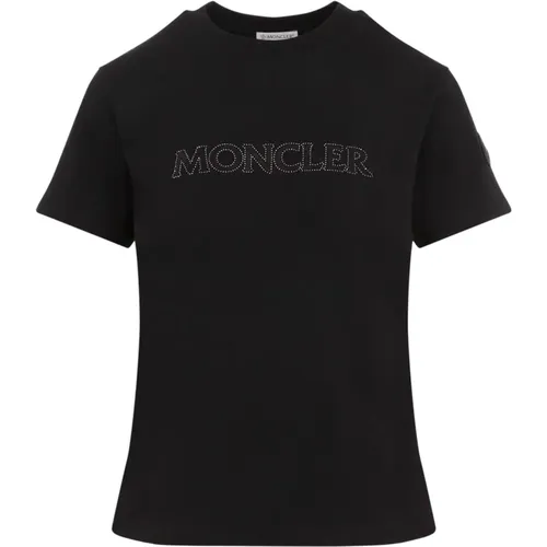 Schickes Schwarzes Damen T-Shirt , Damen, Größe: S - Moncler - Modalova