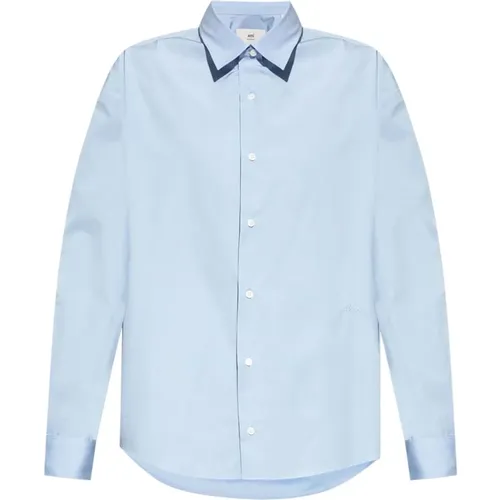 Cotton Embroidered Shirt , male, Sizes: S, M, XL, L - Ami Paris - Modalova