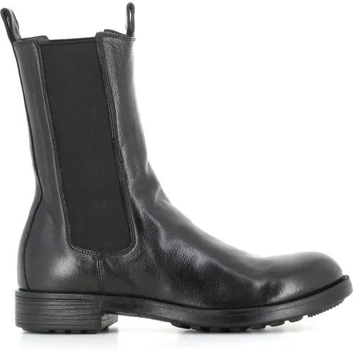 Schwarzer Chelsea Leder Stiefelette , Damen, Größe: 38 EU - Officine Creative - Modalova