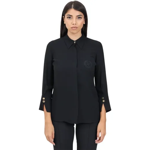 Elegante Schwarze Georgette Bluse , Damen, Größe: M - Elisabetta Franchi - Modalova