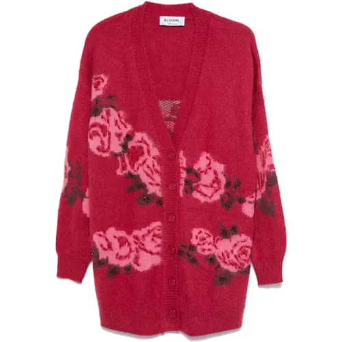 Roter Blumensweater mit Perlenverzierung - Blugirl - Modalova