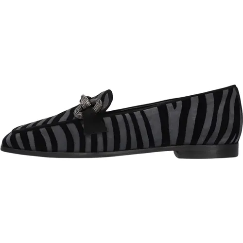 Grauer Wildleder-Loafer mit Zebra-Print , Damen, Größe: 39 EU - Pedro Miralles - Modalova