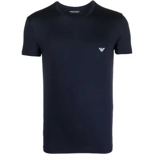 Blaue Logo Print T-shirts und Polos , Herren, Größe: XL - Emporio Armani - Modalova