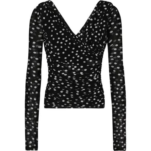 Polka Dot Tulle Panel Top , female, Sizes: XS - Dolce & Gabbana - Modalova