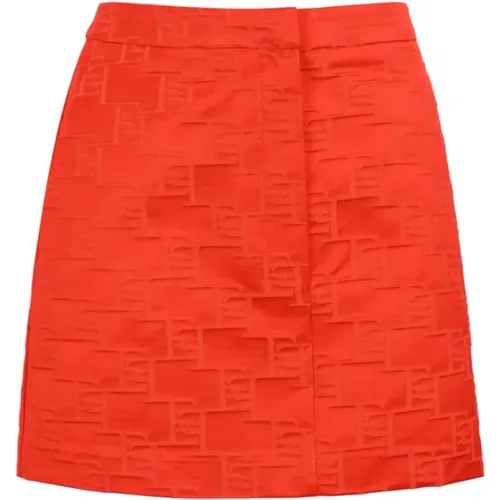 Coral Logo Jacquard Mini Skirt , female, Sizes: M - Elisabetta Franchi - Modalova