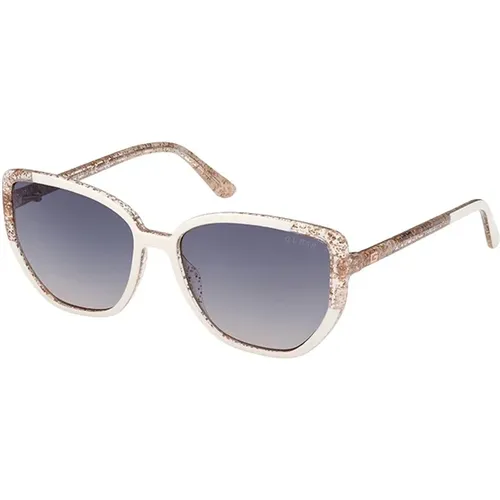 Stilvolle Sonnenbrille mit blauen Verlaufsgläsern , Damen, Größe: 55 MM - Guess - Modalova