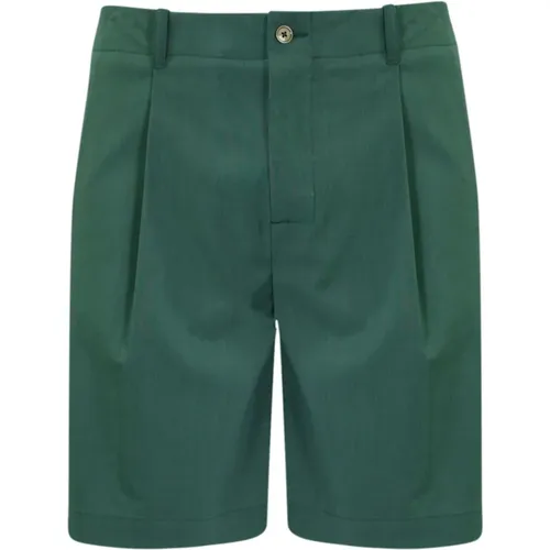Grüne Shorts Bermuda Reißverschluss Knopf Gürtelschlaufen Taschen Regular Fit , Herren, Größe: M - Daniele Alessandrini - Modalova