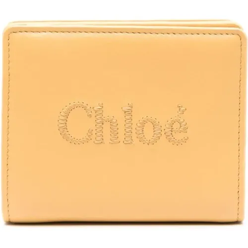 Embroidered Bi-Fold Wallet , female, Sizes: ONE SIZE - Chloé - Modalova