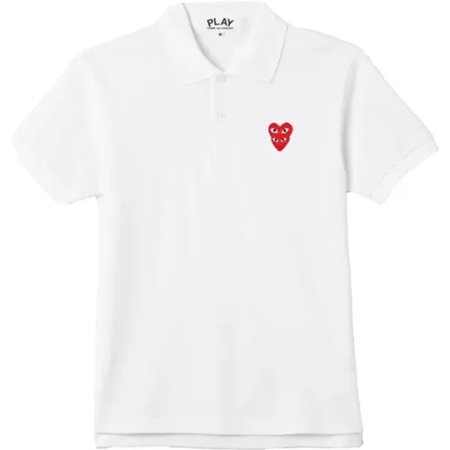 Weißes Poloshirt mit Verspieltem Design , Herren, Größe: 2XL - Comme des Garçons Play - Modalova