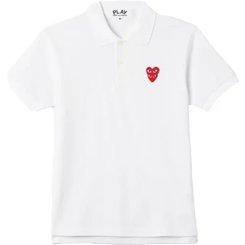 Weißes Poloshirt mit Verspieltem Design - Comme des Garçons Play - Modalova