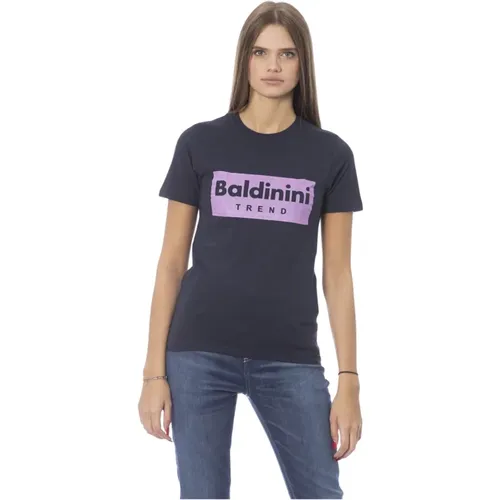 Trendiges T-Shirt mit Frontdruck , Damen, Größe: M - Baldinini - Modalova