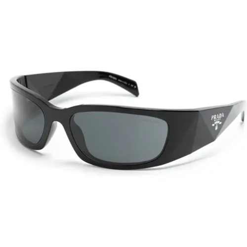 Schwarze Sonnenbrille mit Original-Etui , Herren, Größe: 60 MM - Prada - Modalova