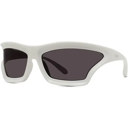 Moderne Schräge Maskensonnenbrille Solid Weiß , Damen, Größe: 70 MM - Loewe - Modalova