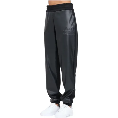 Schwarze sportliche Hose mit Kunstleder - Armani Exchange - Modalova