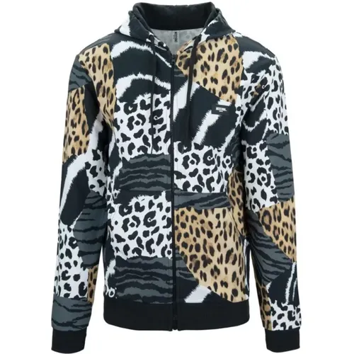 Schwarzer Leopard Logo Kapuzenpullover , Damen, Größe: XS - Moschino - Modalova