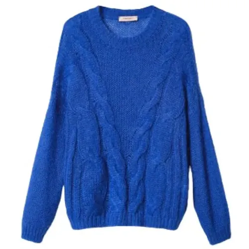 Dunkelblauer Mohair Pullover , Damen, Größe: L - Twinset - Modalova