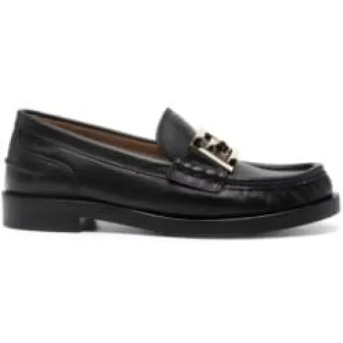 Leather Loafers with FF Logo Plaque , male, Sizes: 5 UK, 6 UK, 5 1/2 UK, 4 1/2 UK, 2 UK - Fendi - Modalova